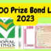1500 Prize Bond List 2023 Today