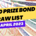 Prize Bond List 750 Online Check 17 April 2023 and download