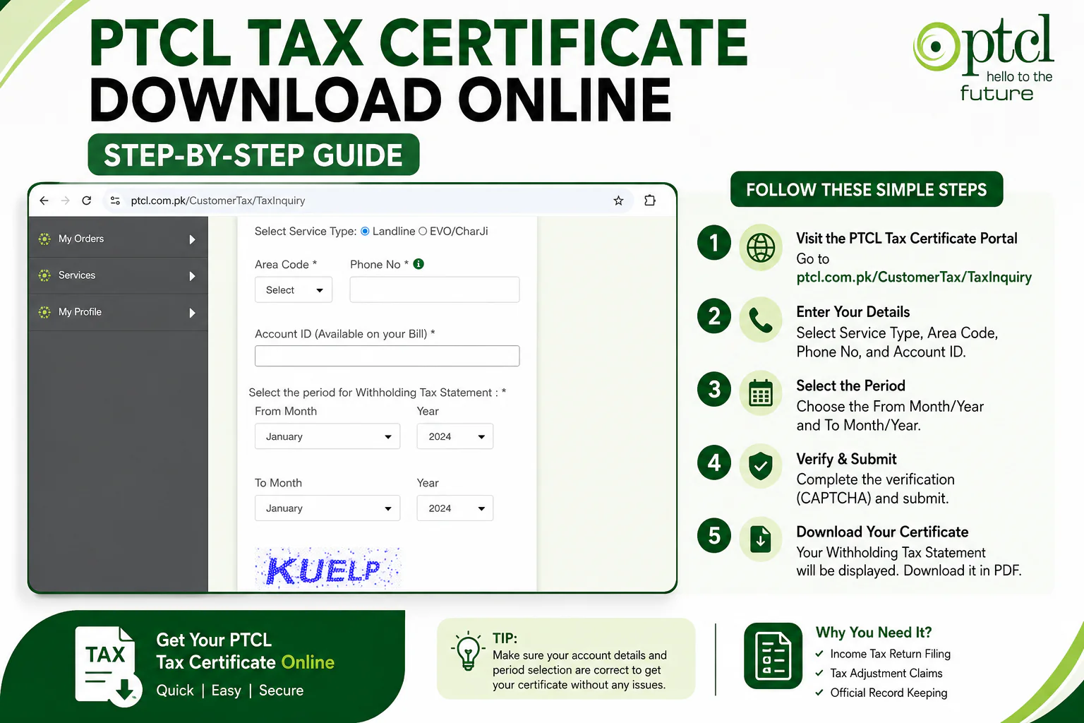 PTCL Tax Certificate Download Online 2026