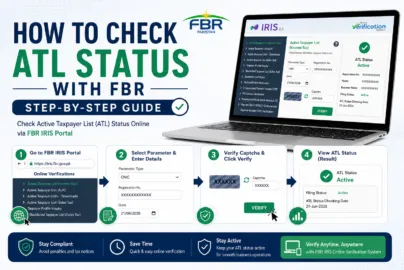 Step-by-step guide showing how to check Active Taxpayer List (ATL) status online through the FBR IRIS portal in Pakistan.