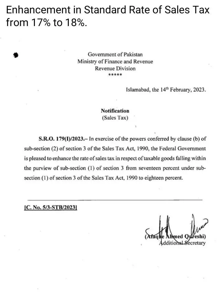 New Sales Tax Rate in Pakistan 2023. FBR Increased Sale Tax Rate in Pakistan 2023.