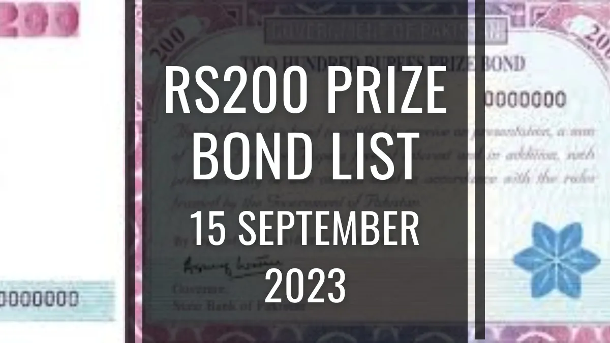 200 Prize Bond Full List 15 September 2023