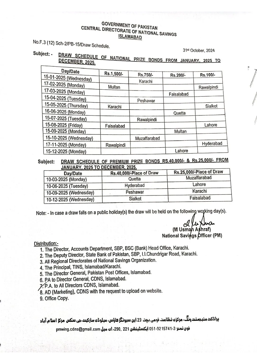 Prize Bond Draw Schedule 2025 1