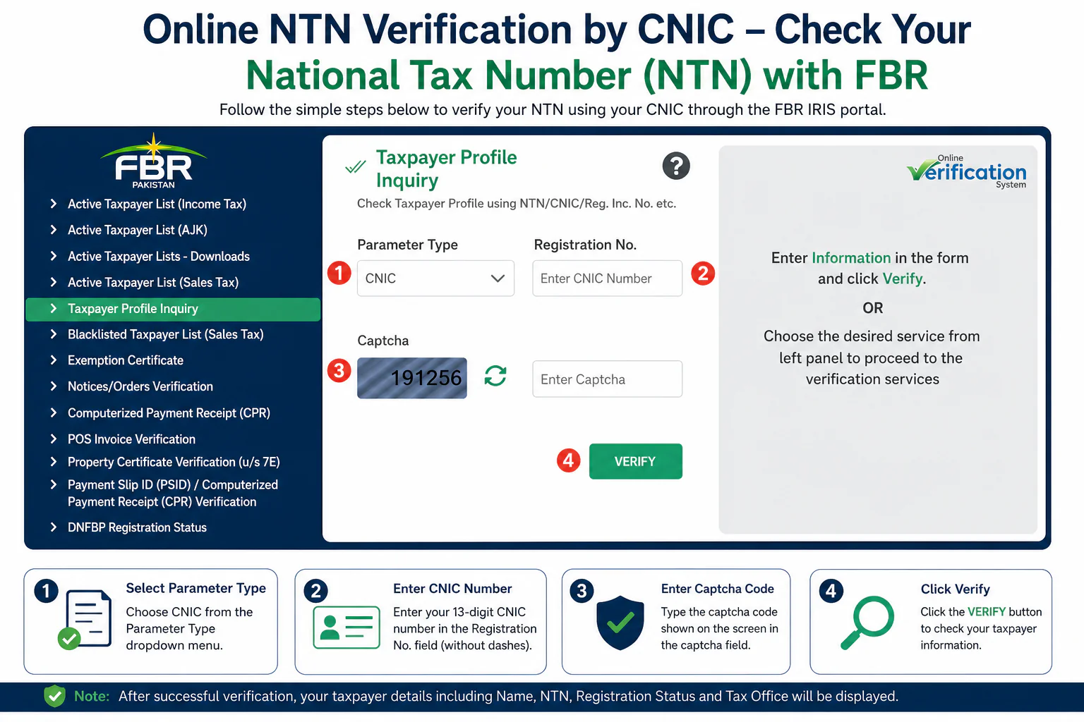 NTN Verification by CNIC