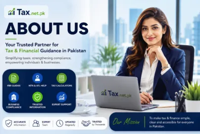 About Tax.net.pk featured image showing a professional corporate woman with tax and financial guidance services by Global Tax Consultants Pakistan