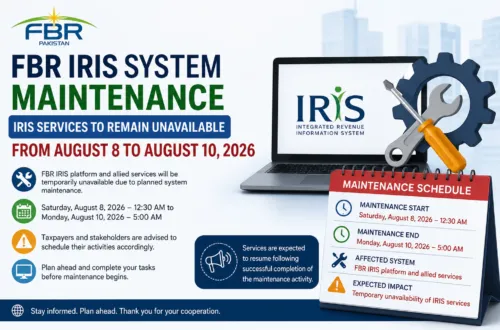 FBR IRIS system maintenance from August 8 to August 10, 2026